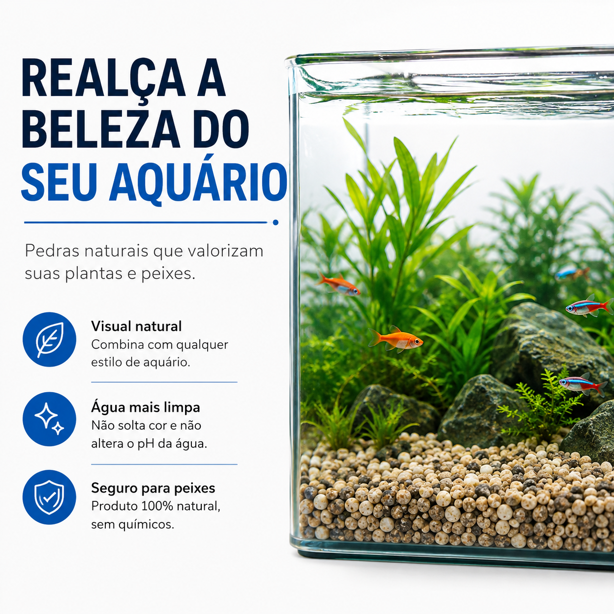 Cascalho De Rio Natural N2 Substrato Aquário Para Peixes 2kg
