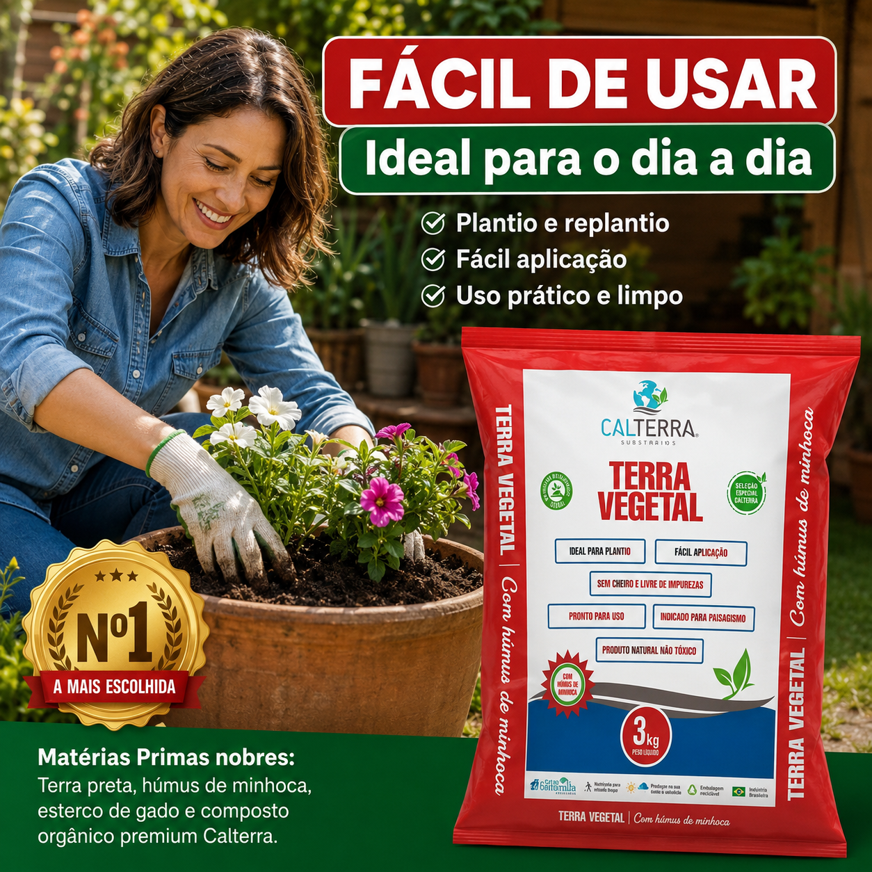 Terra Vegetal 3Kg Premium Húmus De Minhoca Esterco De Gado Composto Orgânico - foto 2