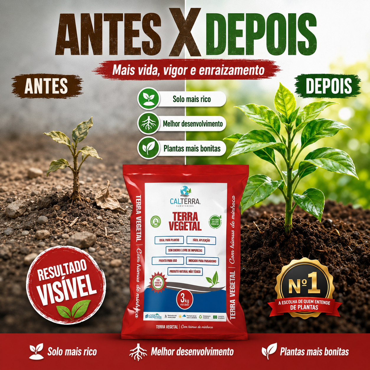 Terra Vegetal 3Kg Premium Húmus De Minhoca Esterco De Gado Composto Orgânico - foto 4