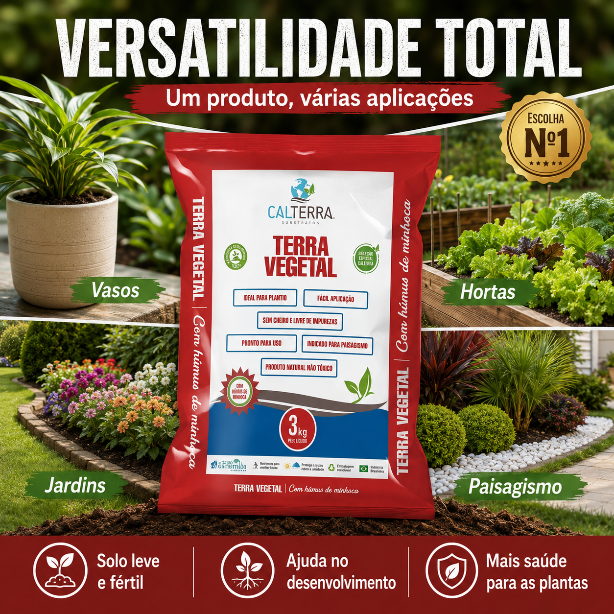 Terra Vegetal 3Kg Premium Húmus De Minhoca Esterco De Gado Composto Orgânico - foto 5