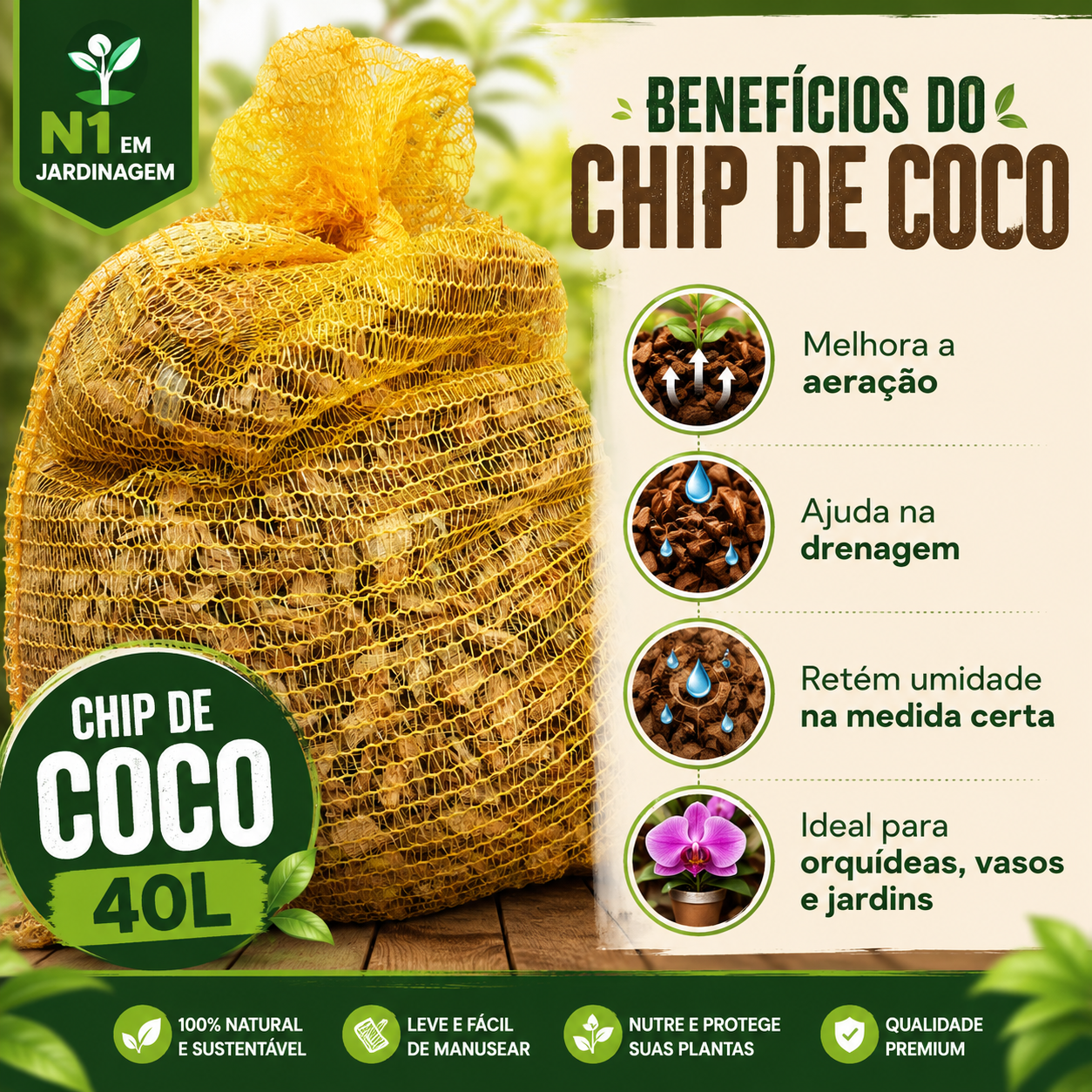 Chips De Coco 40 Litros Substrato Fibra Para Plantas Vasos Orquídeas - foto 2