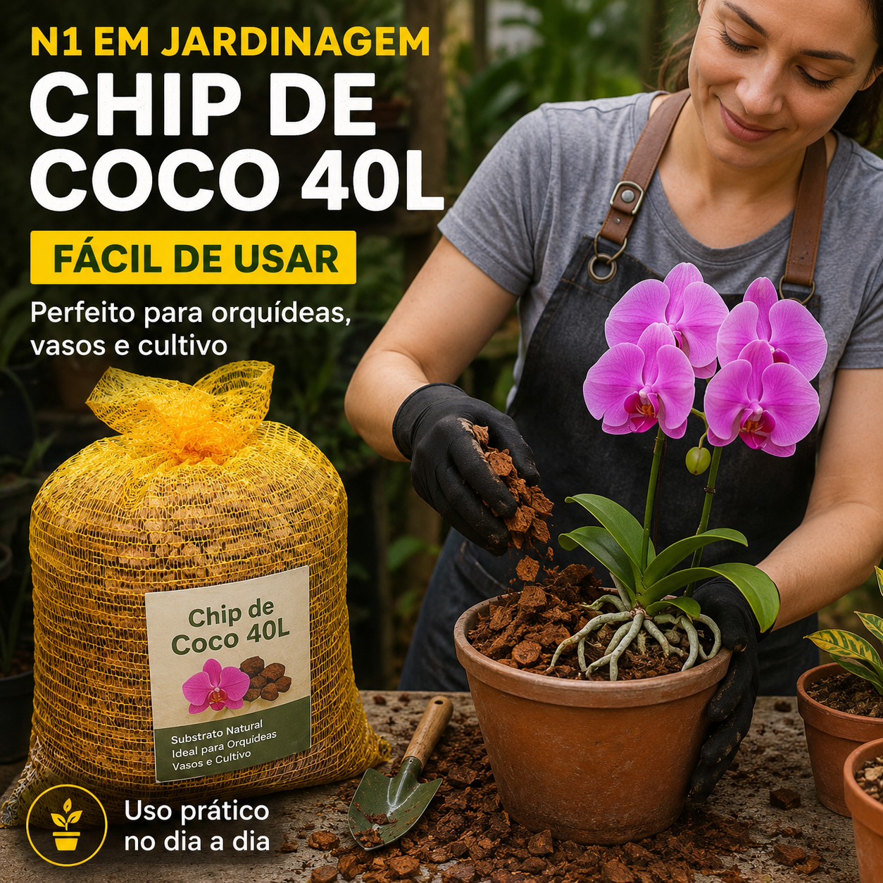 Chips De Coco 40 Litros Substrato Fibra Para Plantas Vasos Orquídeas - foto 3