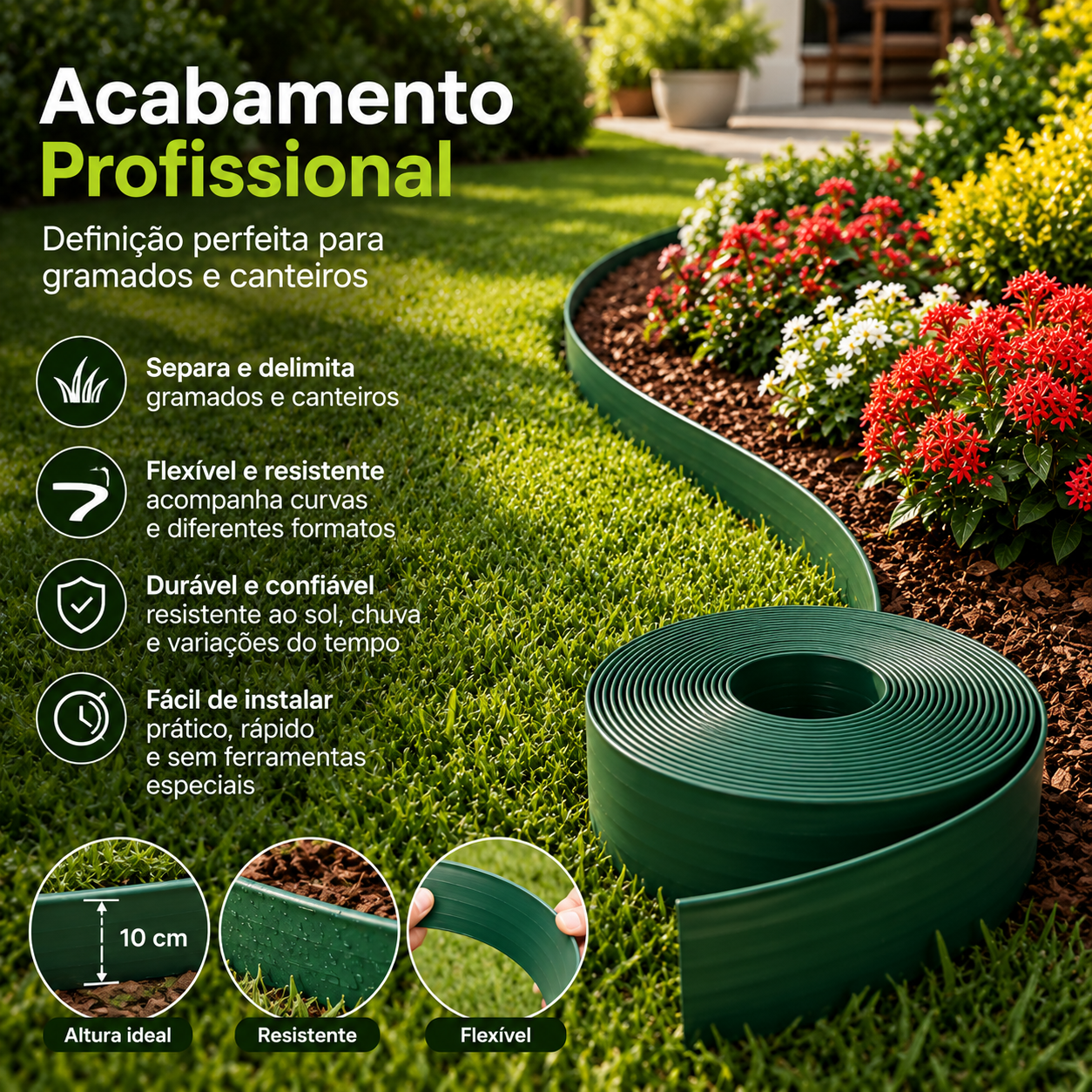 Limitador De Grama Premium Para Canteiros Decoração Jardins