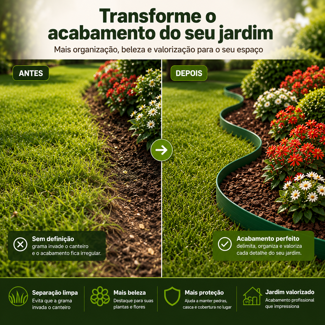 Limitador De Grama Premium Para Canteiros Decoração Jardins - foto 2
