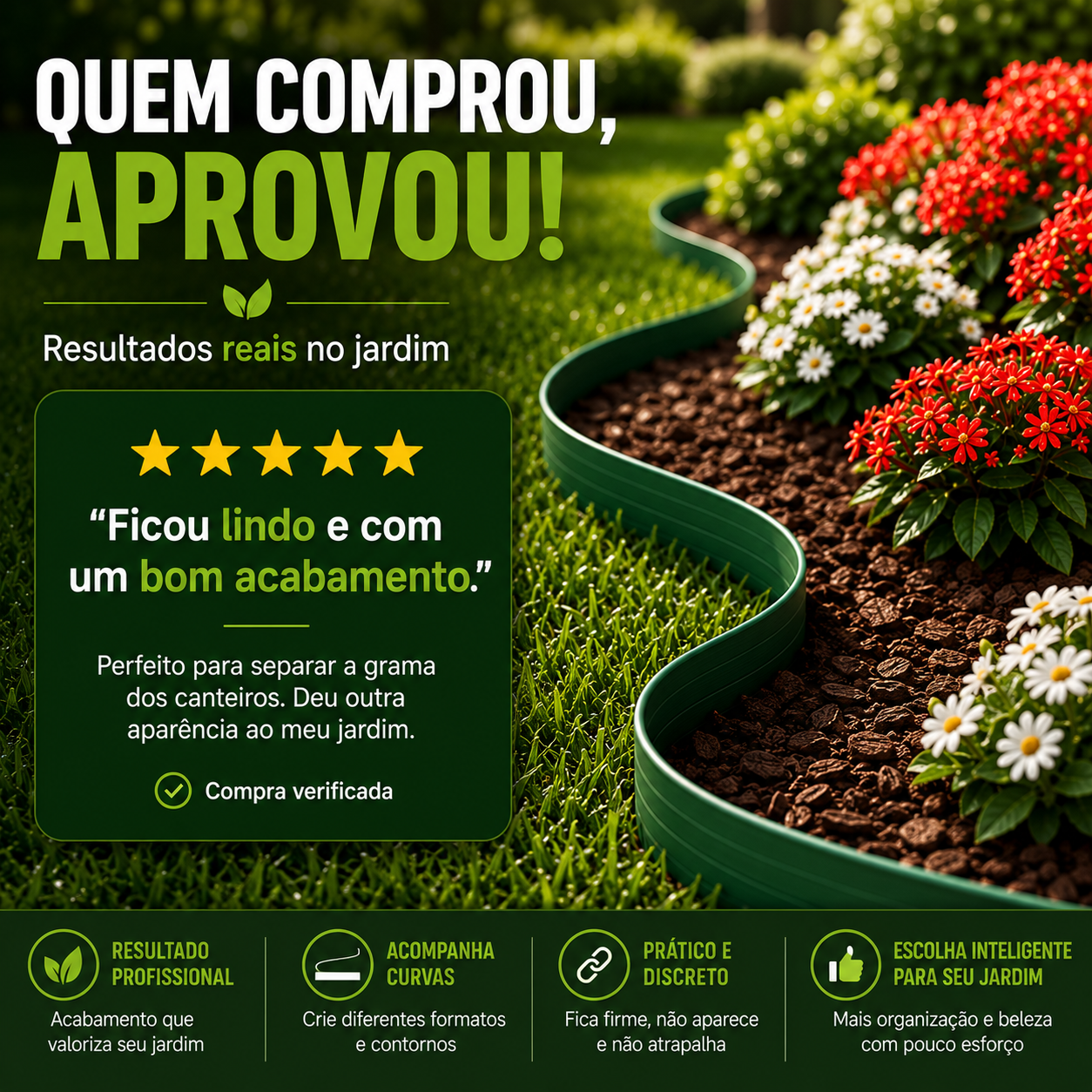 Limitador De Grama Premium Para Canteiros Decoração Jardins - foto 4