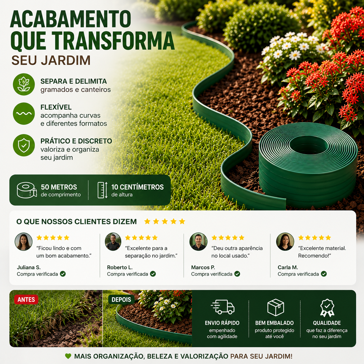Limitador De Grama Premium Para Canteiros Decoração Jardins - foto 5
