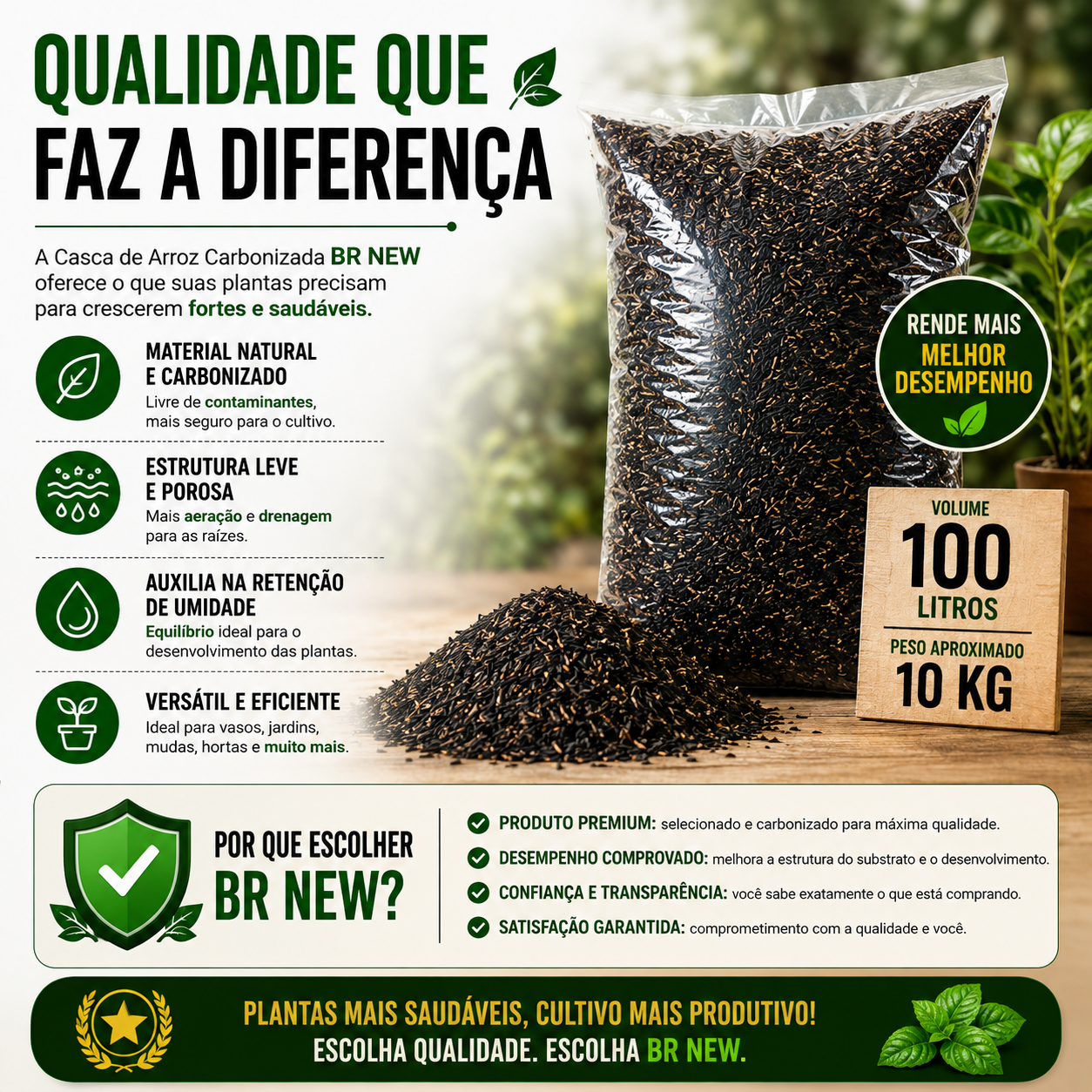 Substrato Casca De Arroz Carbonizado 100L Para Plantas - foto 4